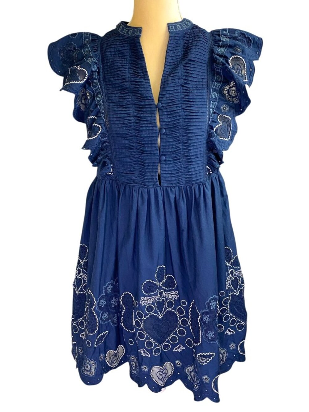 Sea NY Jeanetta Eyelet Short Sleeve Dress Small - Picture 2 of 10